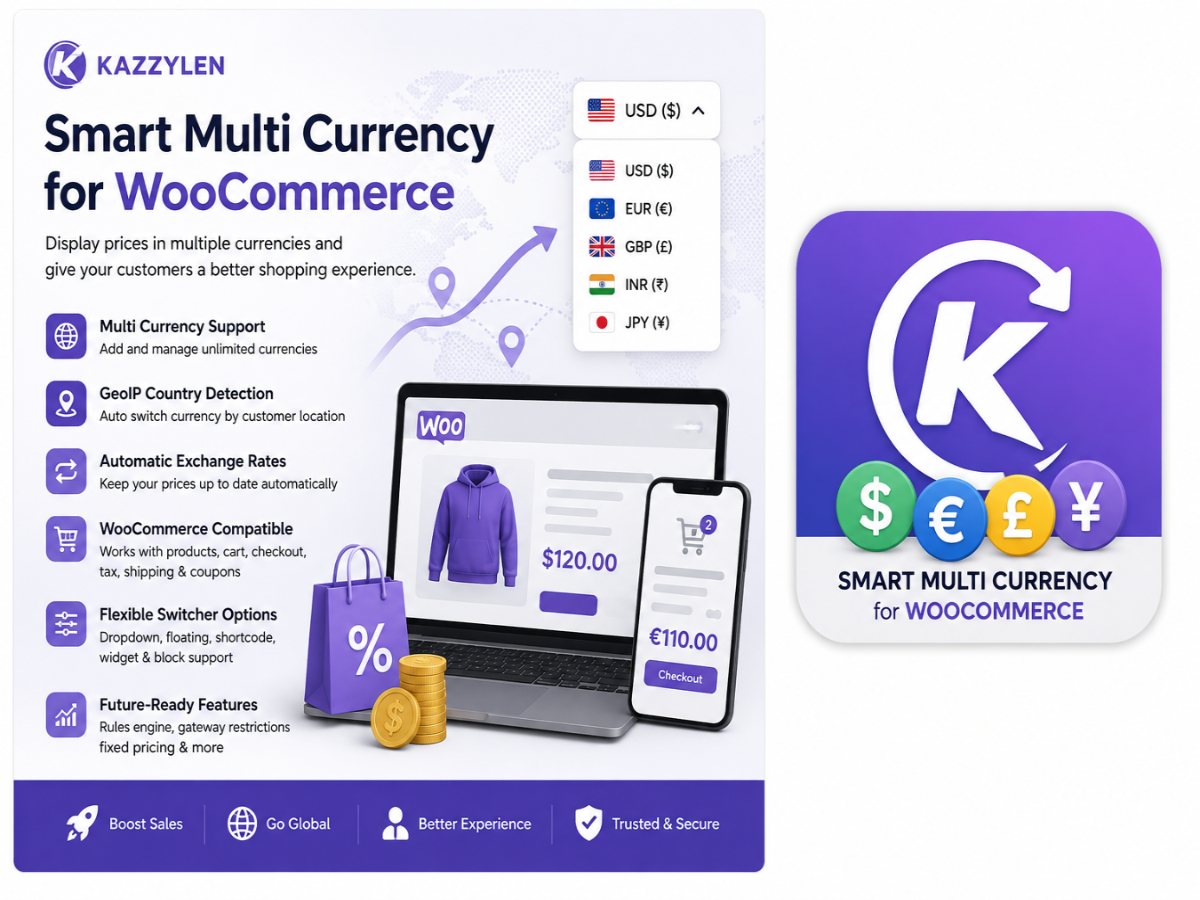 KAZZYLEN – Smart Multi Currency for WooCommerce